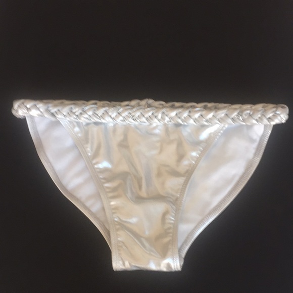 New Silver Wet Seal Swimsuit Bottom Braided Size L - Picture 2 of 8